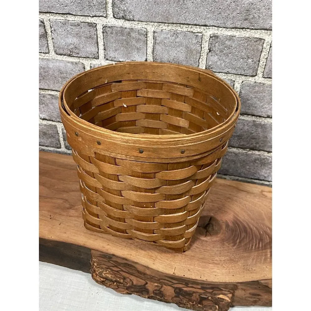 Vintage Longaberger Upright Basket Handwoven Rustic Home Decor